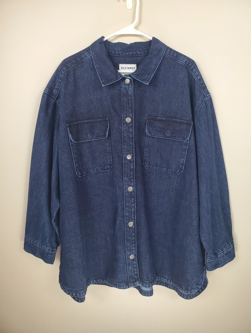 NWT Old Navy Size XXL Darkwash Denim Long Sleeve Snap Front Jacket